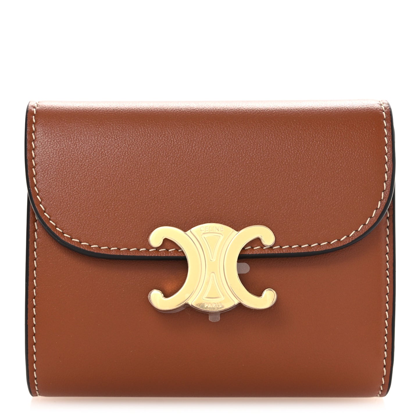 Shiny Smooth Lambskin Small Triomphe Wallet Tan