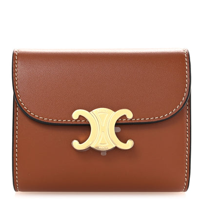 Celine Shiny Smooth Lambskin Small Triomphe Wallet Tan 1 of 9