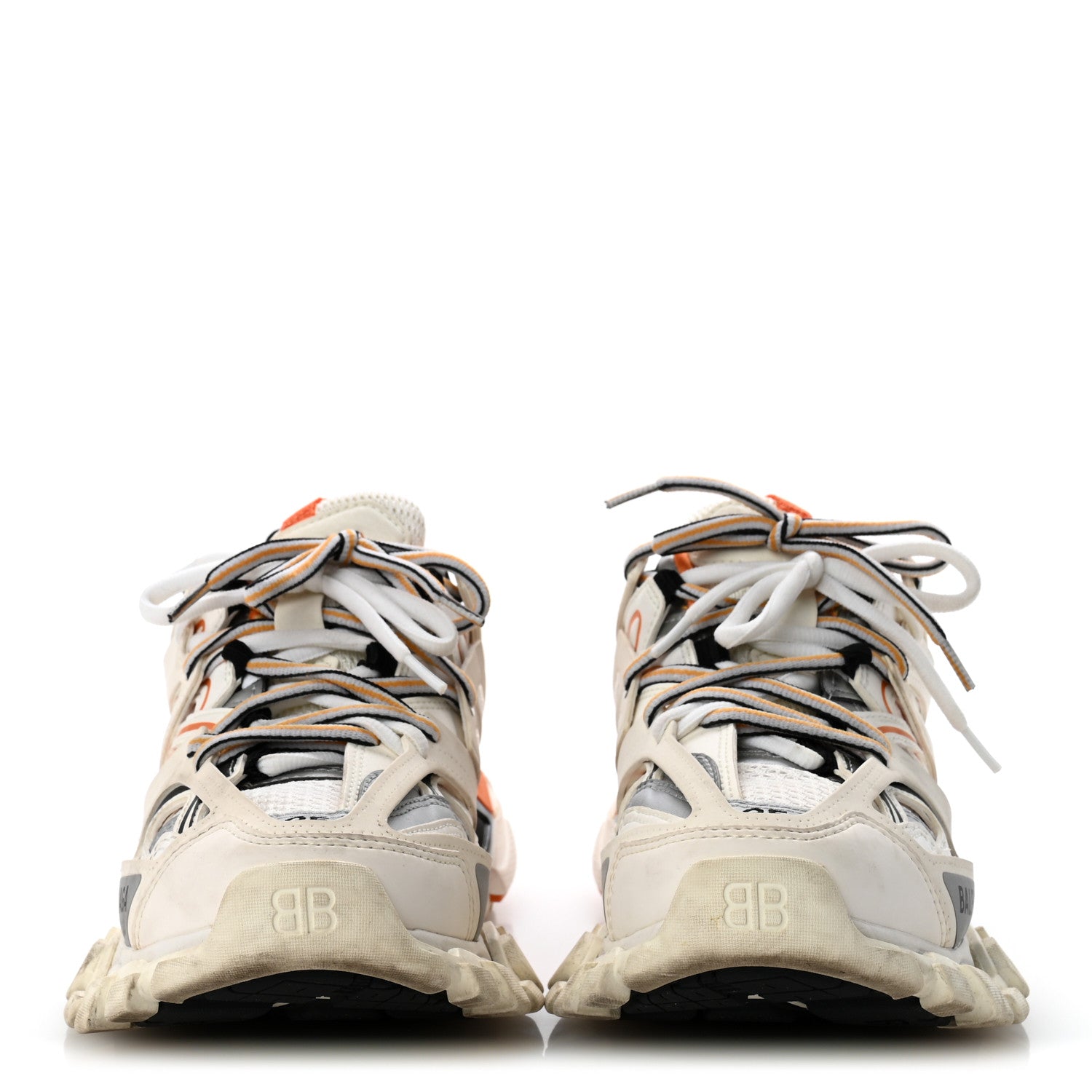 Balenciaga Rubber Mesh Fabric Monocolor Recycled Sole Womens Track Sneakers 35 White Orange 3 of 9
