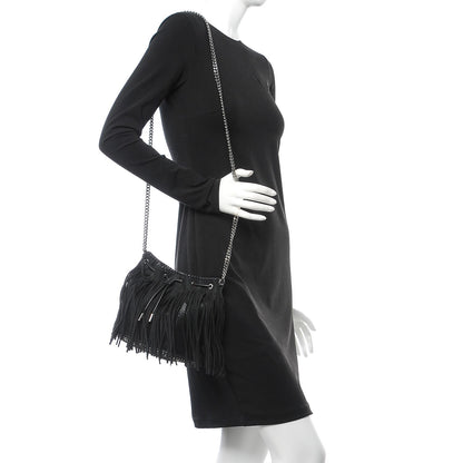 Stella McCartney Shaggy Deer Fringe Falabella Bucket Bag Black 2 of 7