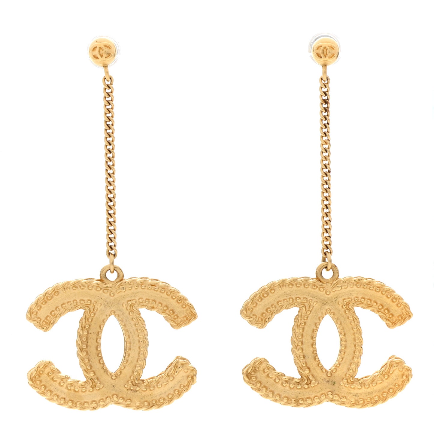 CC Drop Earrings Matte Gold