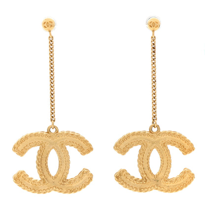 Chanel CC Drop Earrings Matte Gold 1 of 5
