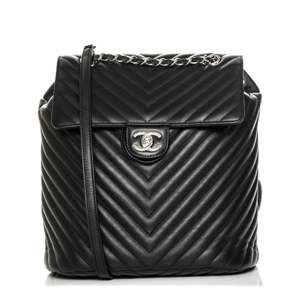 Chanel Calfskin Chevron Quilted Large Urban Spirit Backpack Black 1 of 9