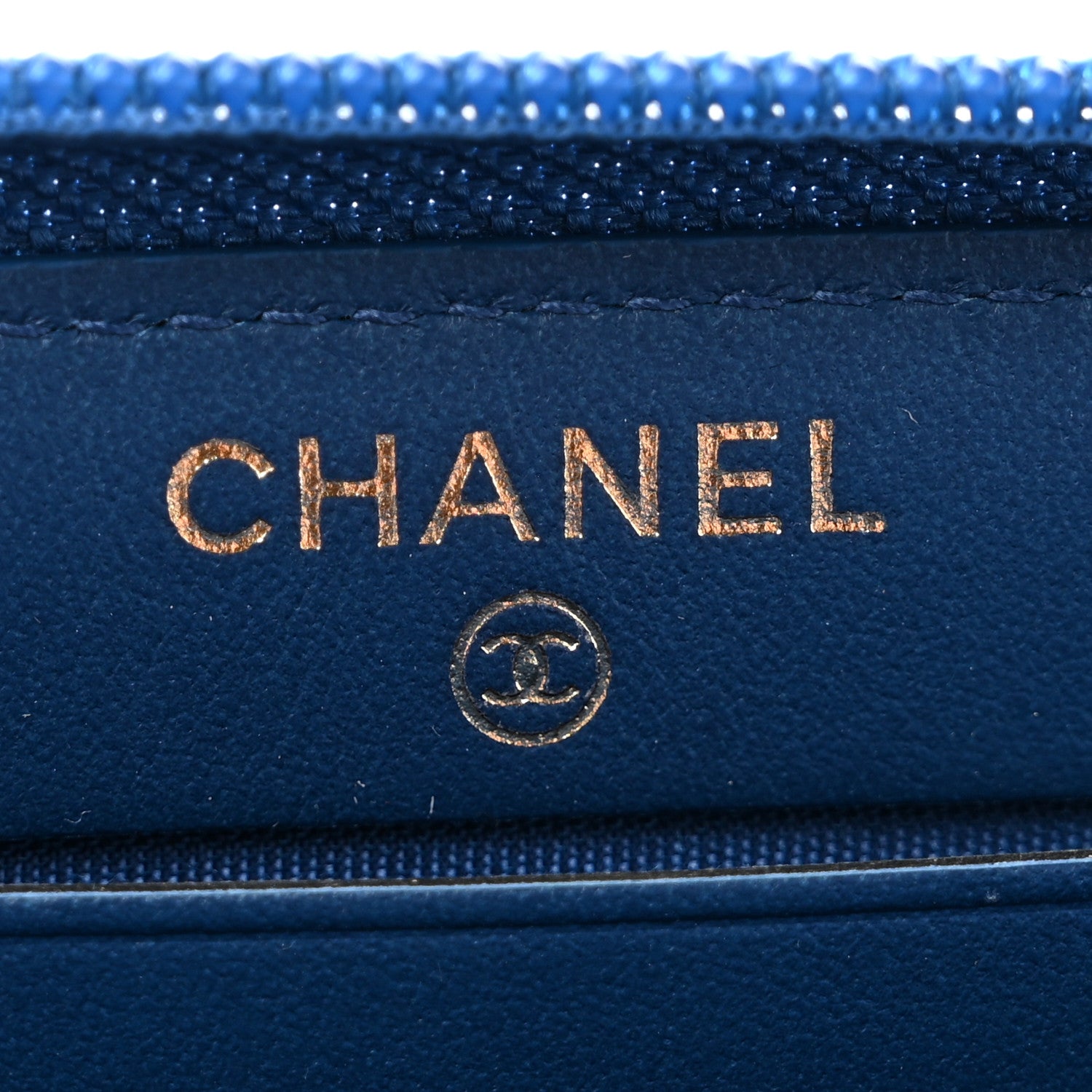 Chanel Caviar Quilted Boy Small Zip Around Wallet Blue 6 of 9