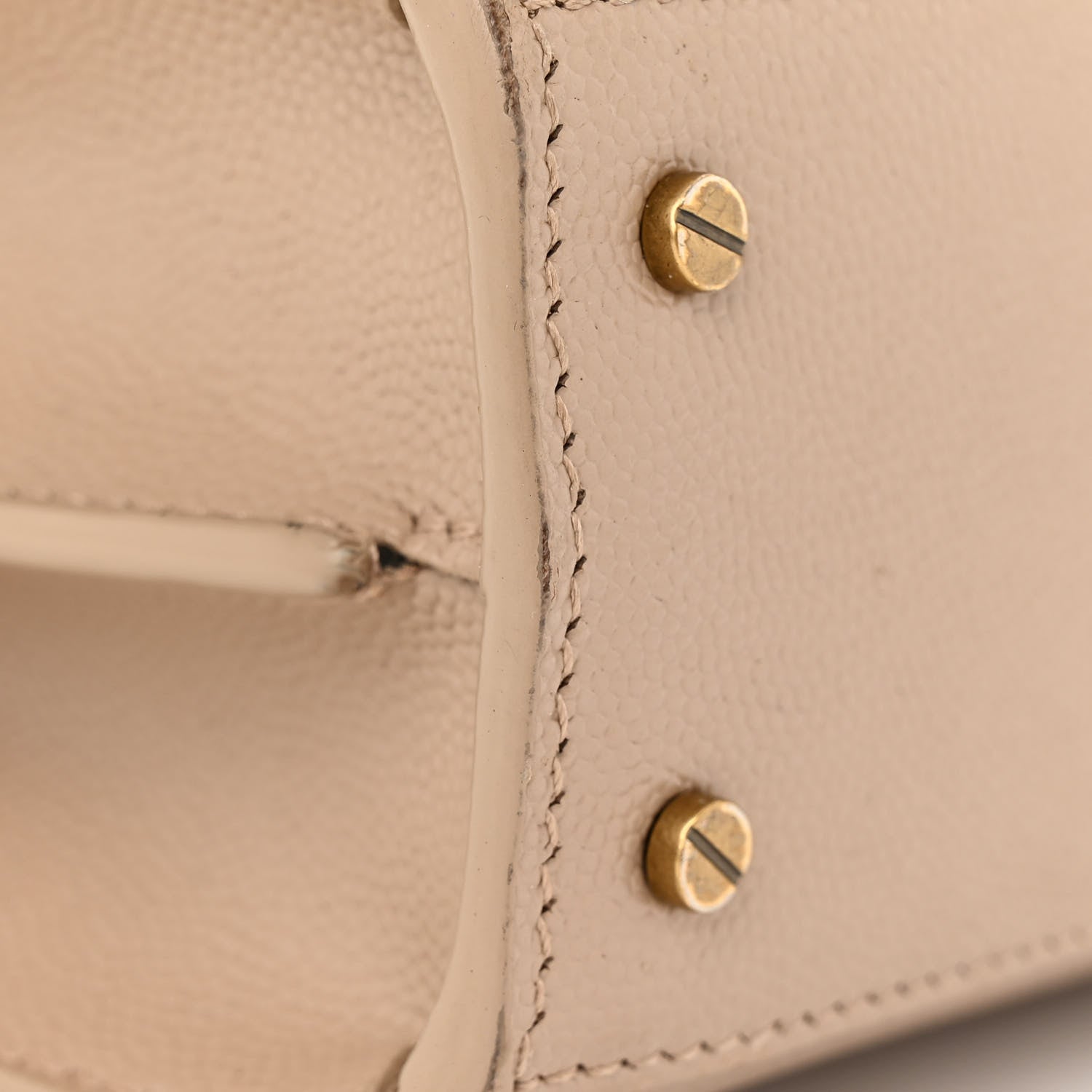Saint Laurent Grain de Poudre Mini Classic Monogram Cassandra Top Handle Beige 10 of 11