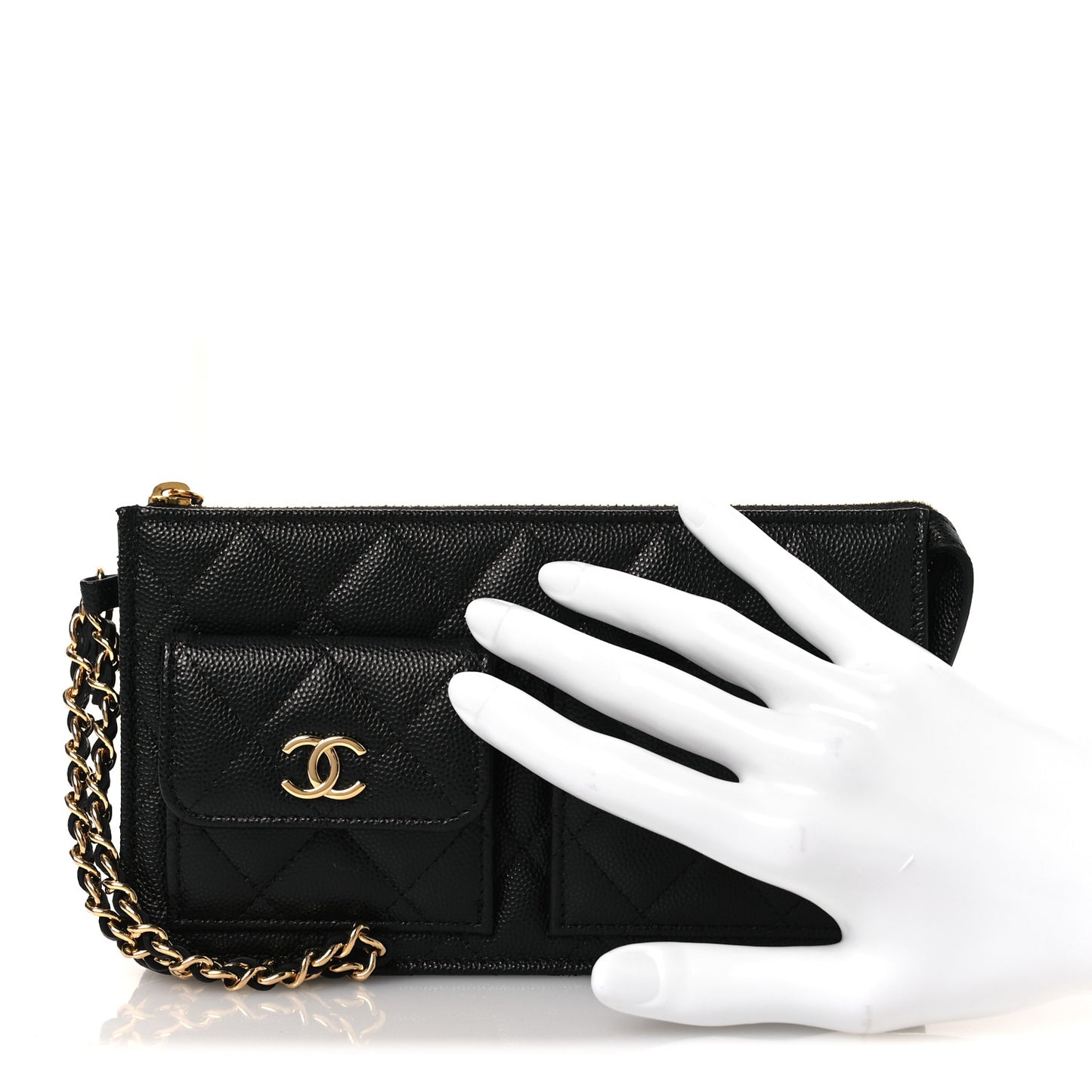 Caviar Quilted Polly Pocket Pouch Black