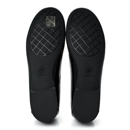 Chanel Crackled Patent Calfskin CC Mocassin Loafers 38.5 Black 5 of 9