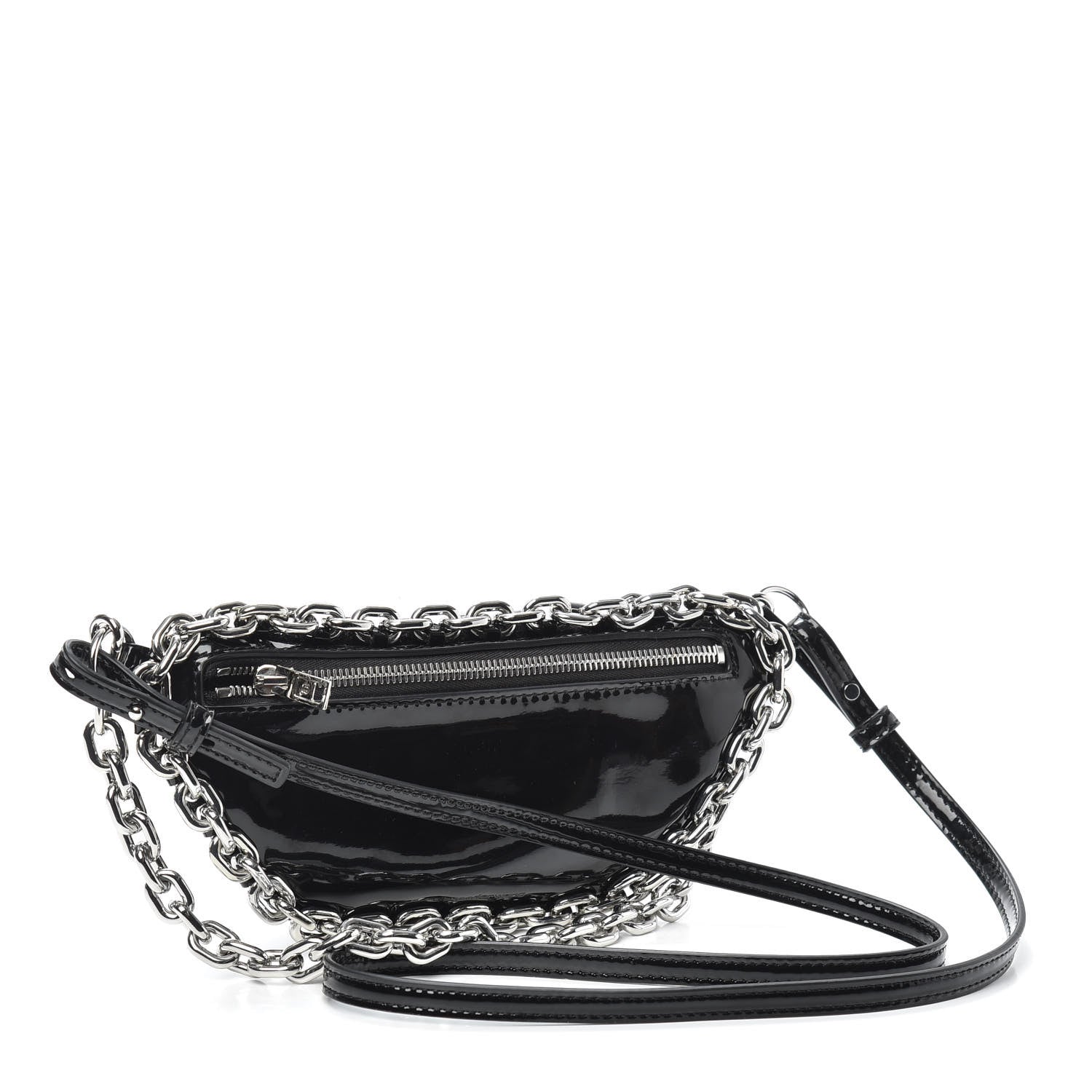 Alexander Wang Patent Tweed Chain Embellished Attica Belt Bag Black 3 of 9