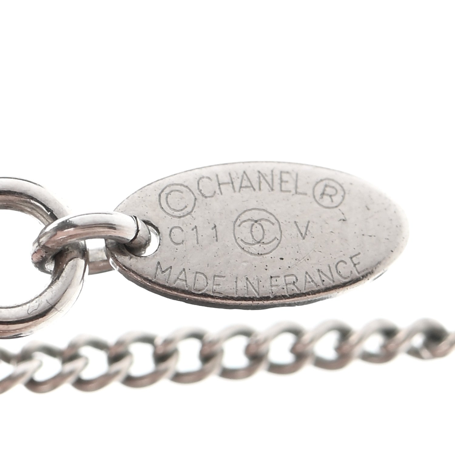 Chanel Crystal Timeless CC Necklace Silver 6 of 7