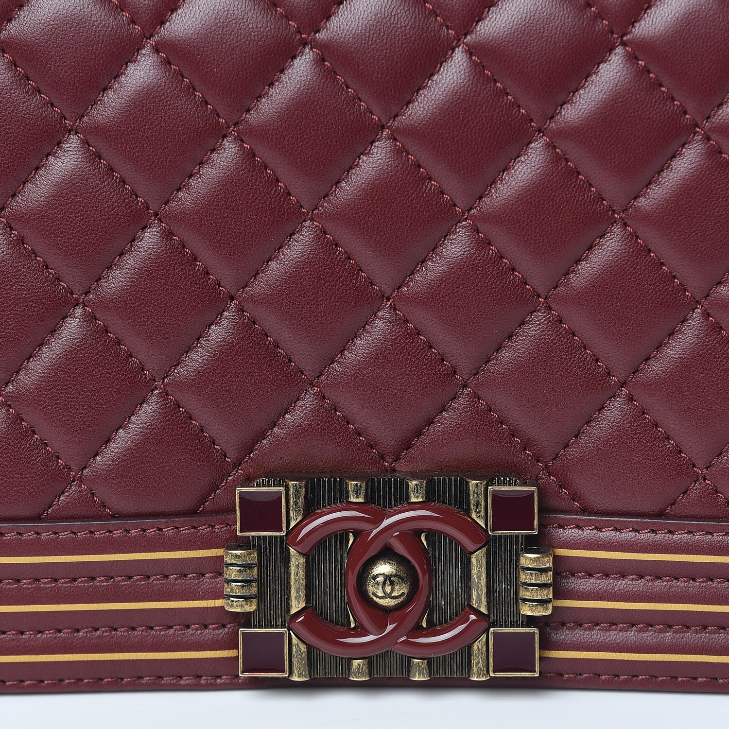 Chanel Lambskin Quilted Medium Boy Studded Handle Flap Burgundy Gold 10 of 26