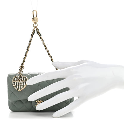 Chanel Lambskin Quilted Mini Flap Bag Charm With Hook Green 2 of 7