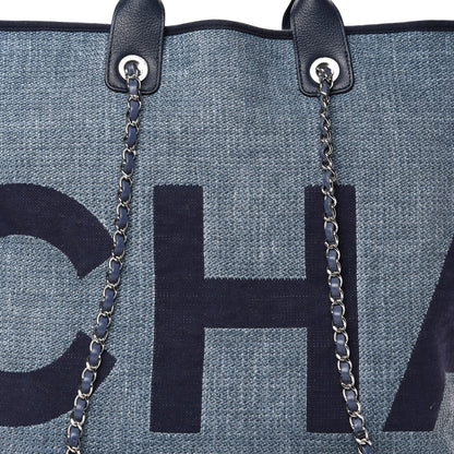 Chanel Canvas Large Shopping Tote Dark Blue 10 of 10