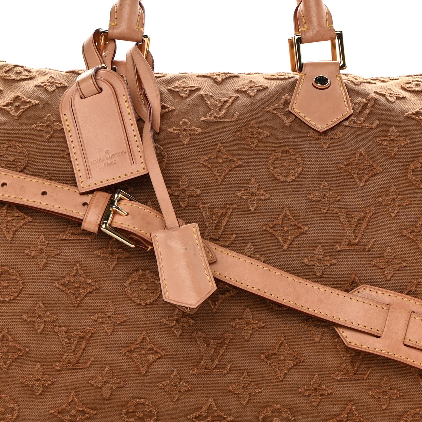 Denim Monogram Stone Speedy Bandouliere 35 Caramel