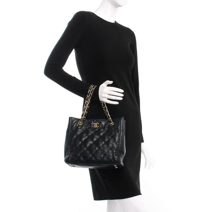 Chanel Lambskin Cross Stitch Shopper Tote Black 2 of 8
