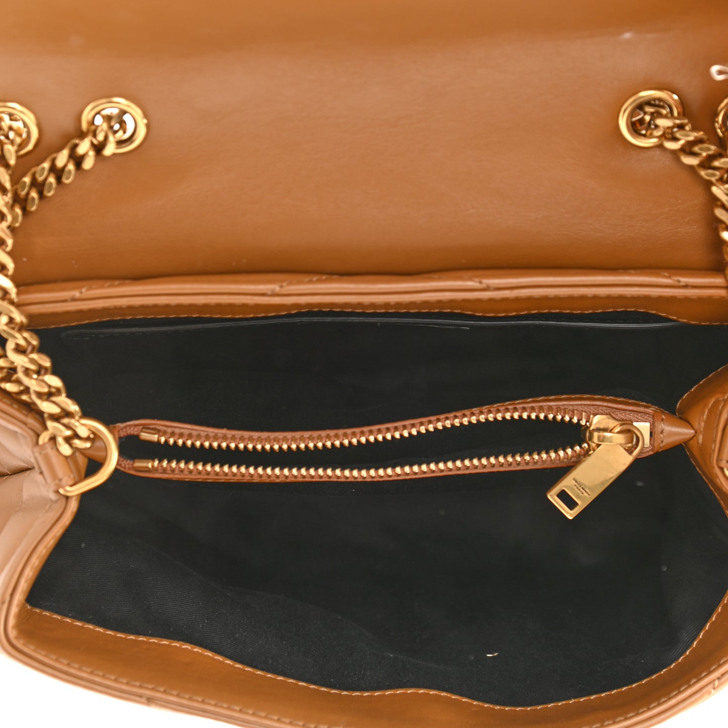 Calfskin Y Quilted Monogram Small Loulou Chain Satchel Dark Natural