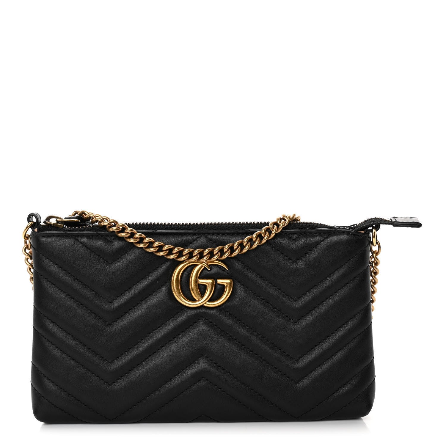 Gucci Calfskin Matelasse Mini GG Marmont Chain Bag Black 1 of 10