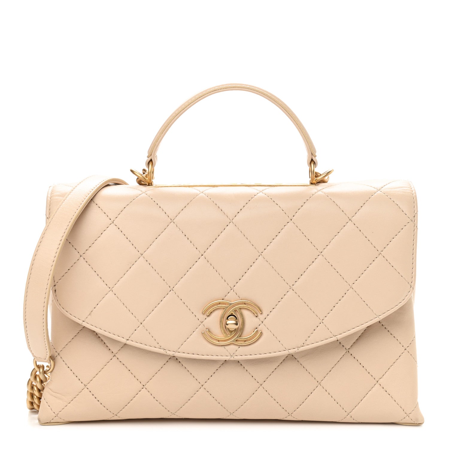Chanel Lambskin Quilted Large Trendy Spirit Top Handle Bag Beige 1 of 10