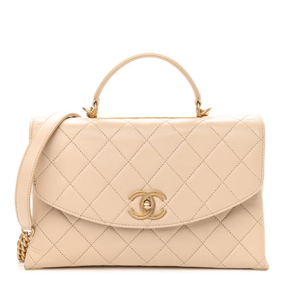 Chanel Lambskin Quilted Large Trendy Spirit Top Handle Bag Beige 1 of 10