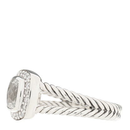 David Yurman Sterling Silver Diamond White Topaz 7mm Petite Albion Ring 54 7 3 of 5