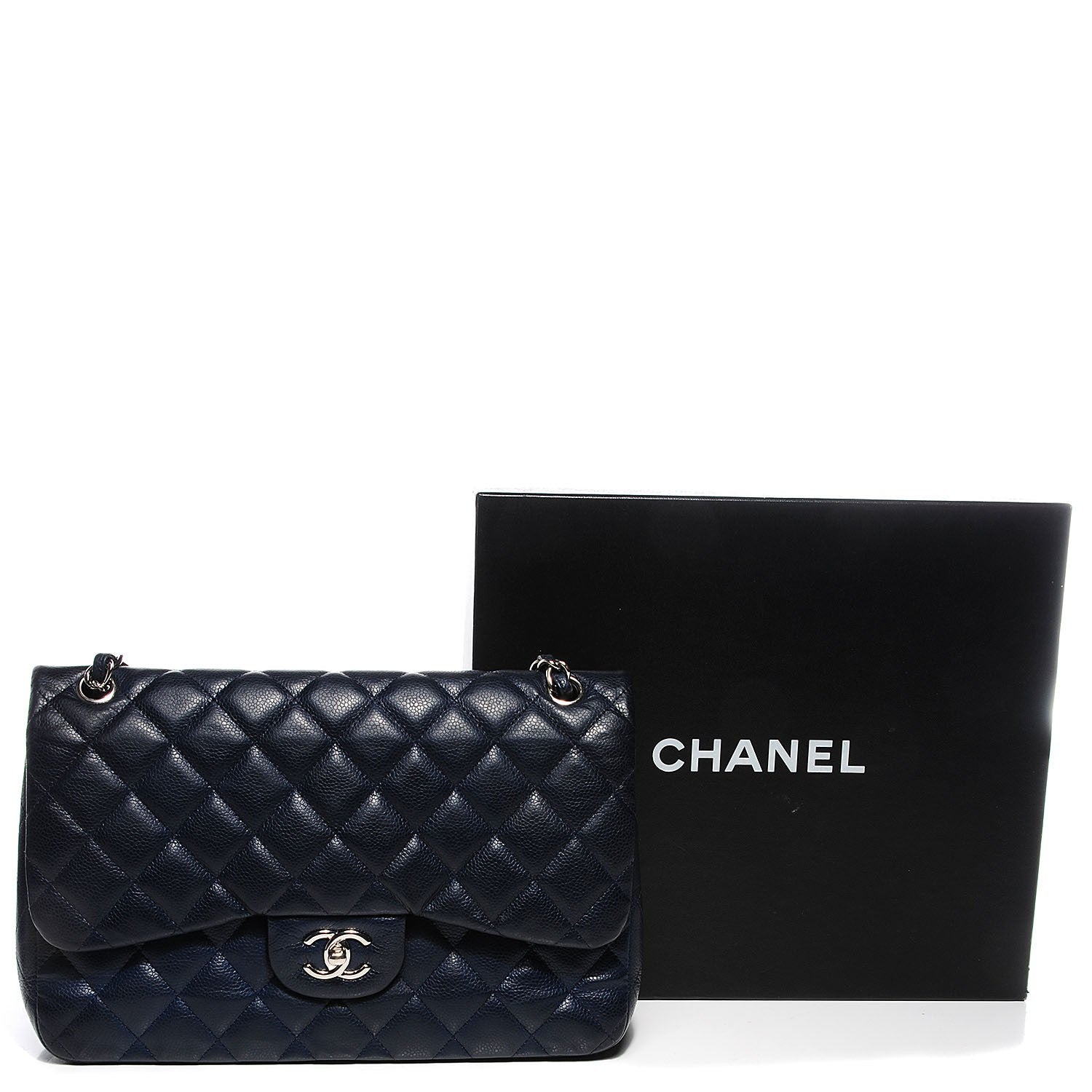 Chanel Caviar Quilted Jumbo Double Flap Navy Blue 5 of 9