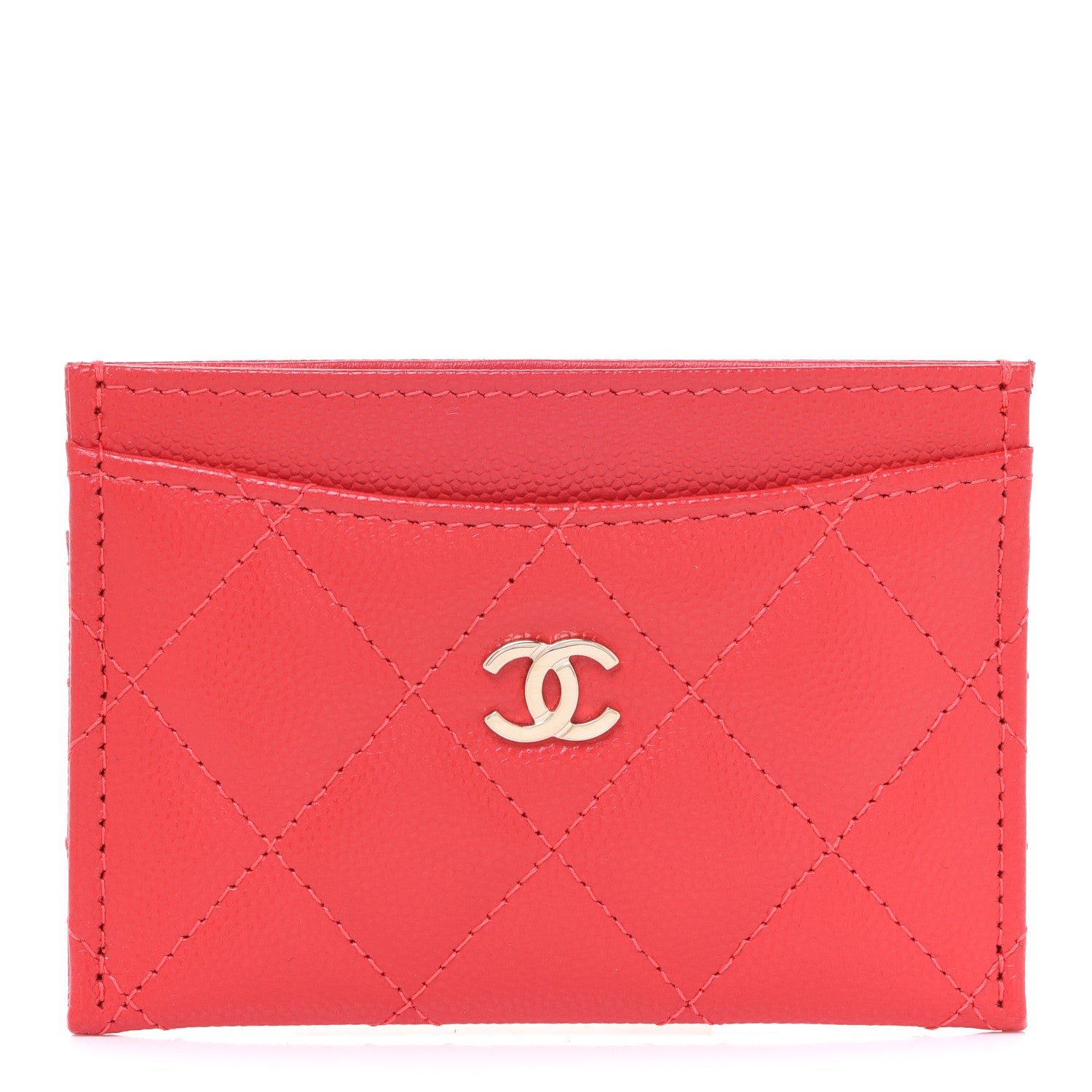 Chanel Caviar Quilted Card Holder Red 1 of 9