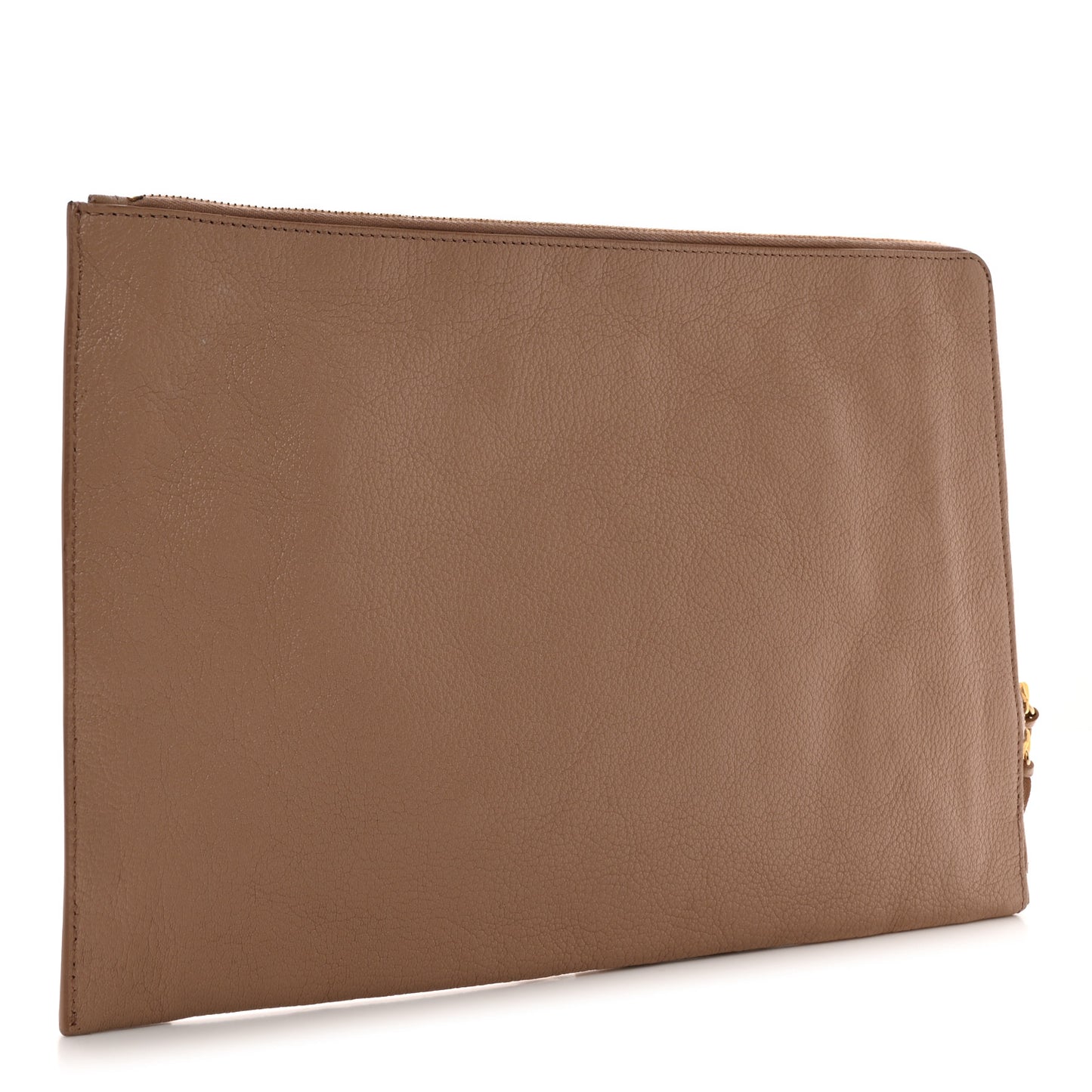 Chevre Gold Metallic Edge Hardware Pouch Rose Des Sables