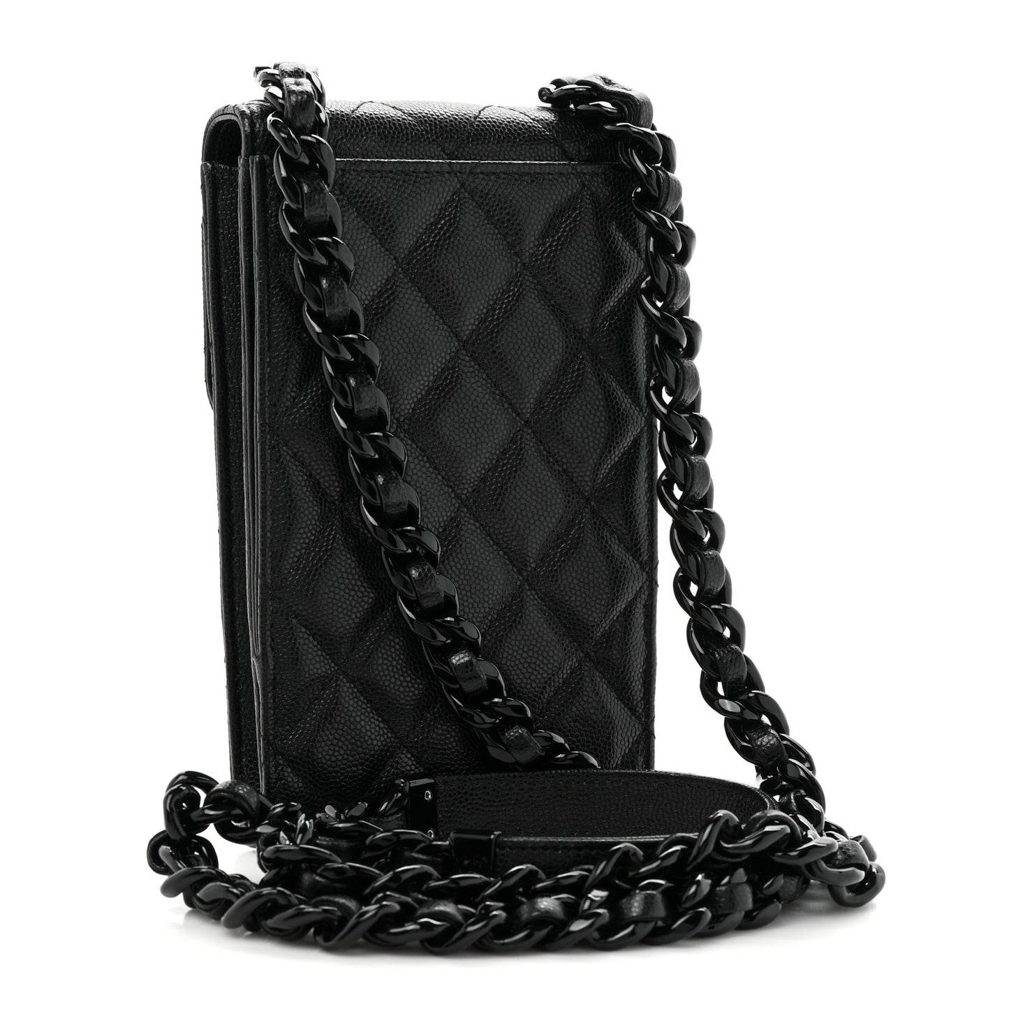 Caviar Quilted My Everything Clutch With Chain Black