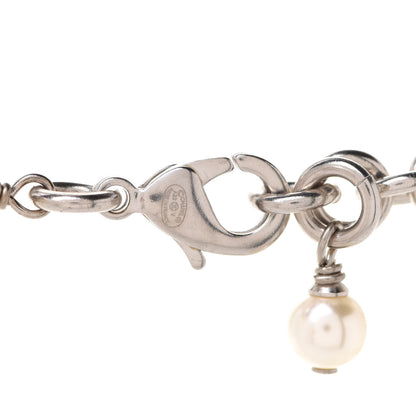 Chanel Crystal Pearl CC Long Necklace Silver 5 of 6