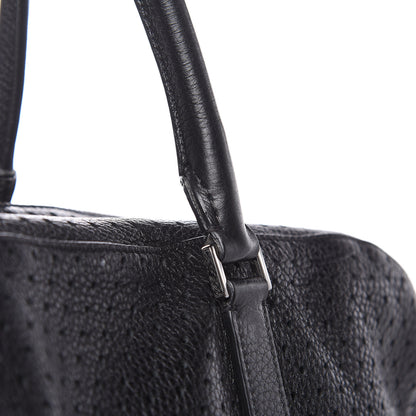 Valentino Garavani Calfskin Perforated Rockstud Large Travel Briefcase Black 17 of 20