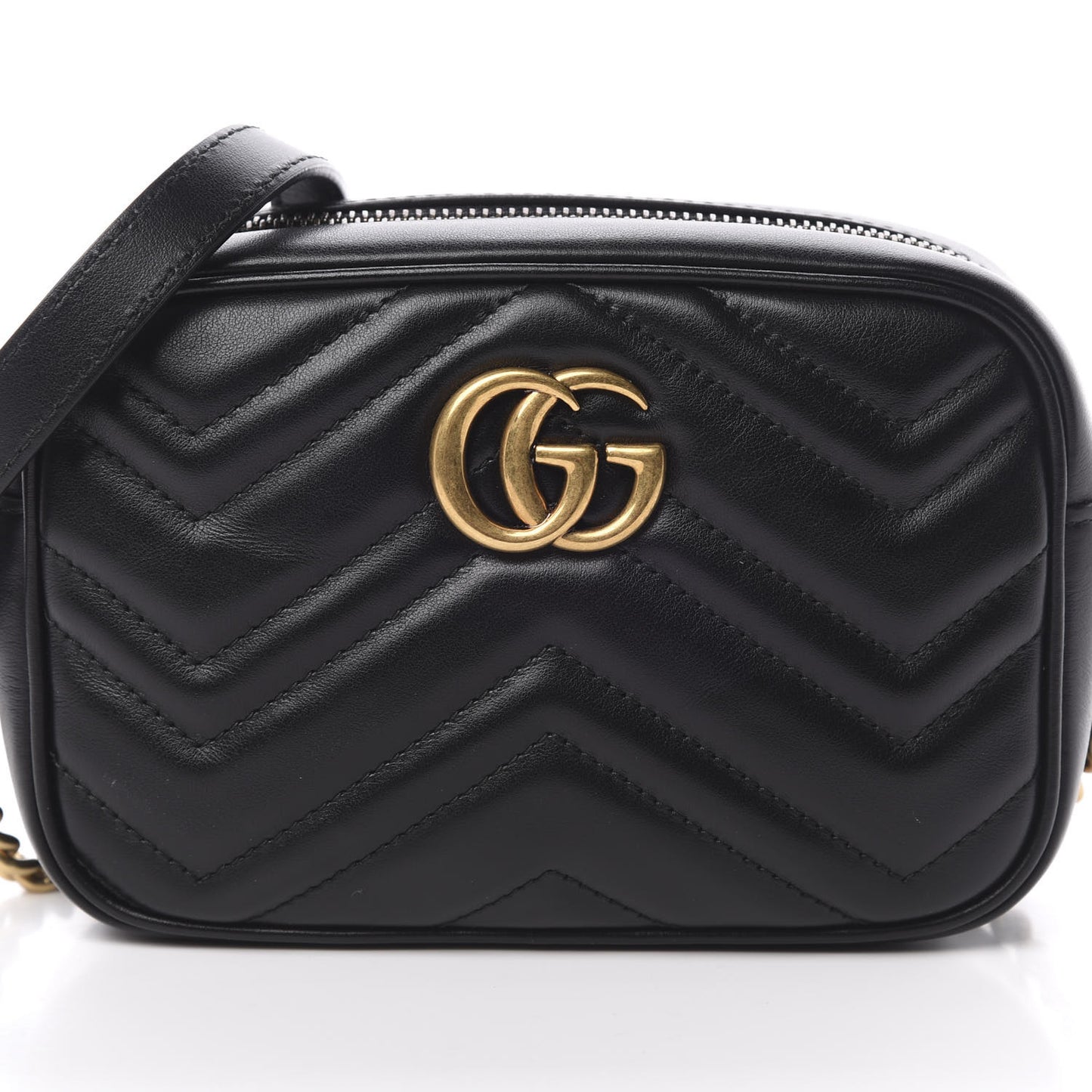 Calfskin Matelasse Mini GG Marmont Chain Shoulder Bag Black