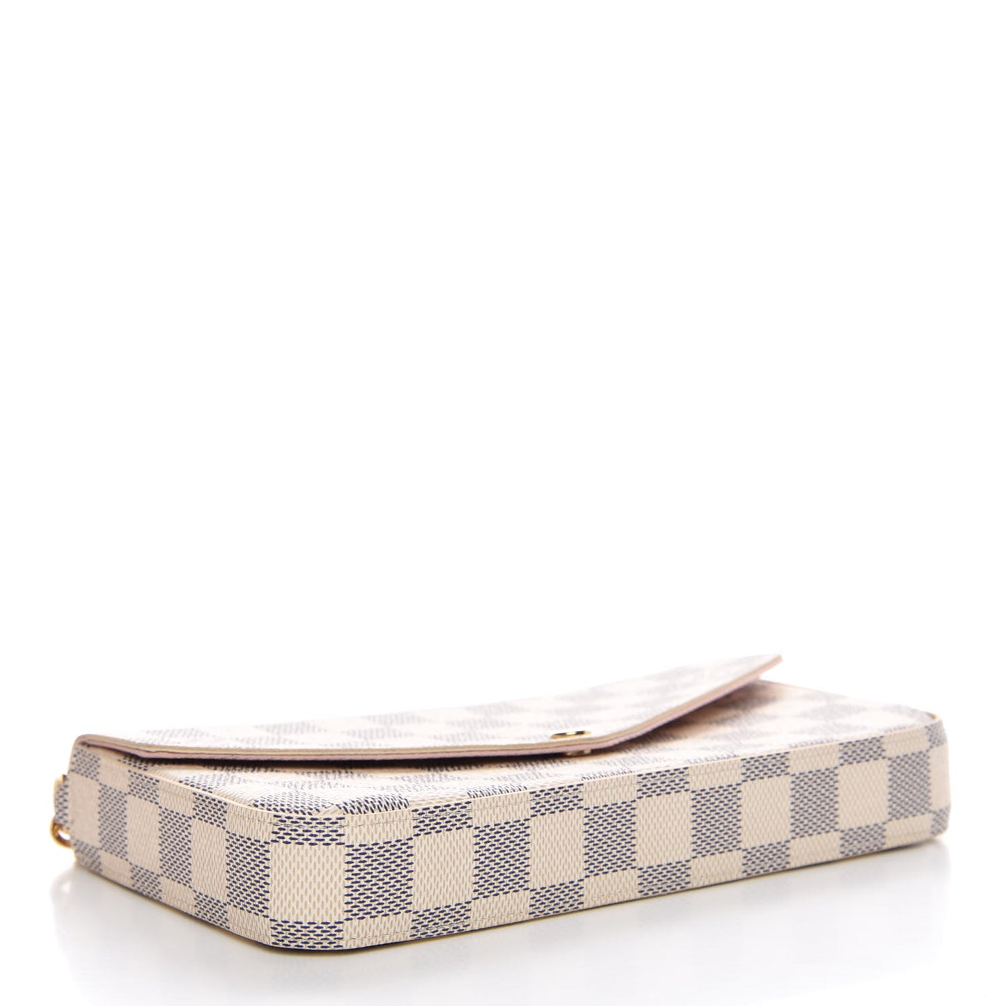 Damier Azur Pochette Felicie Chain Wallet Rose Ballerine