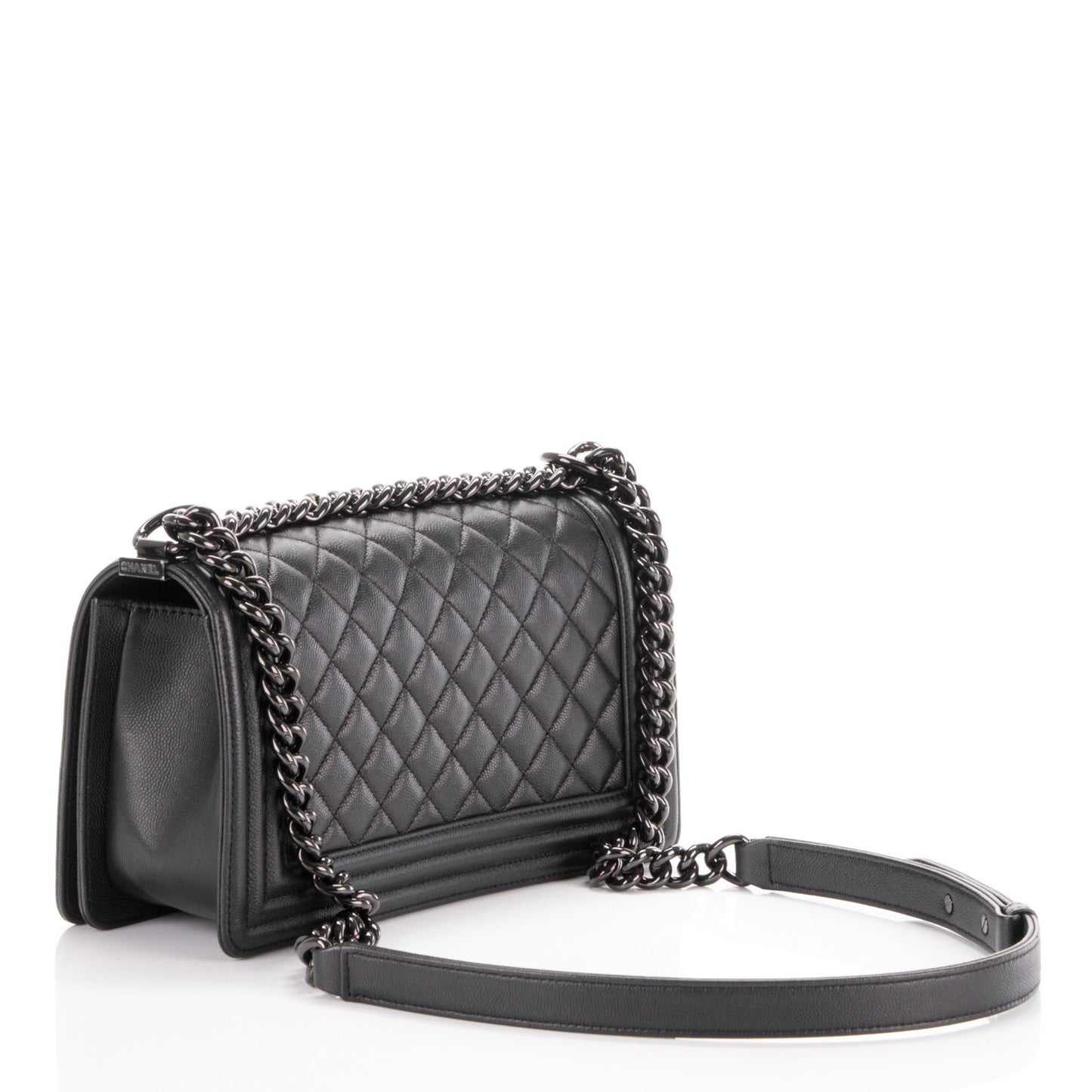 Caviar Quilted Medium Boy Flap So Black