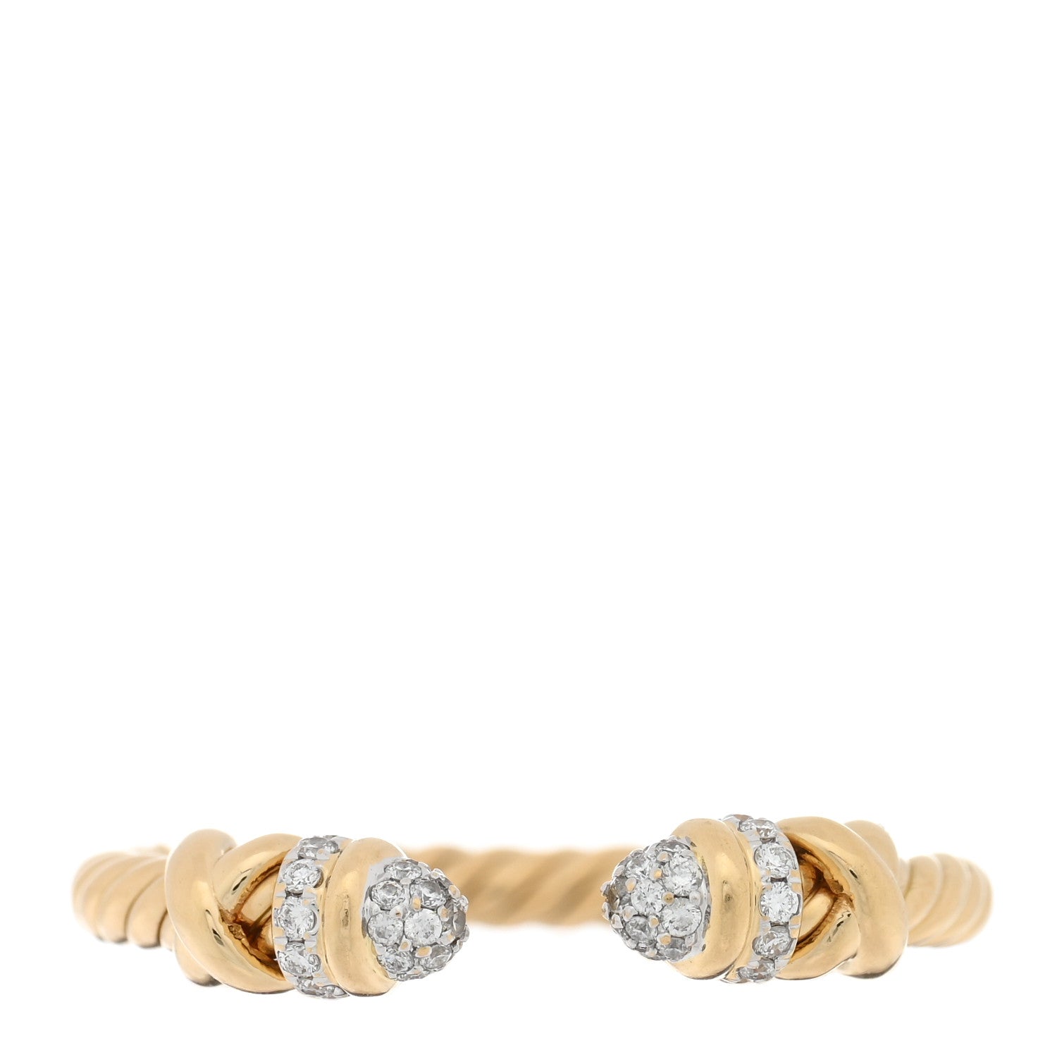 David Yurman 18K Yellow Diamond Petite Helena Open Ring 55 7.25 1 of 4