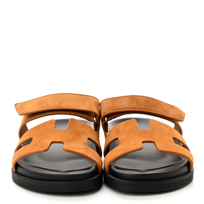 Hermes Suede Goatskin Womens Chypre Sandals 36 Naturel 2 of 9