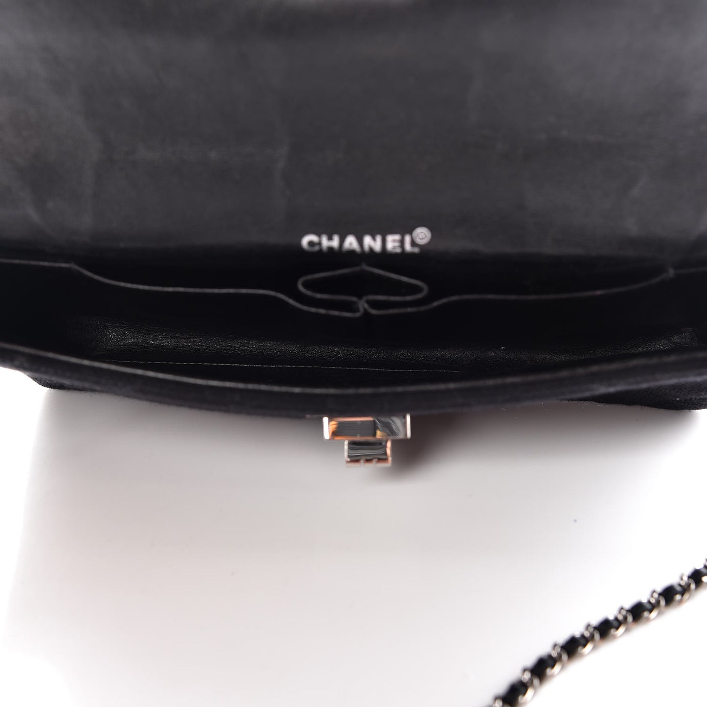 Patent Canvas Quilted Flap Clutch Black