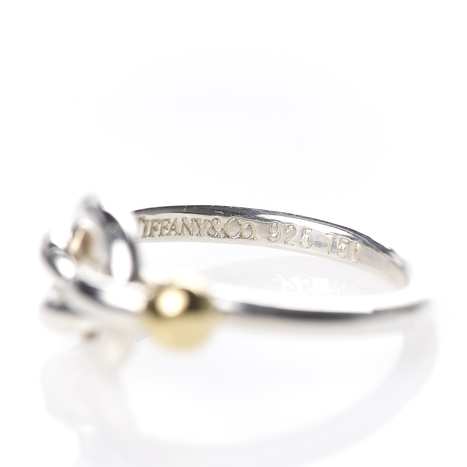 Tiffany Sterling Silver 18K Yellow Gold Love Knot Ring 48 4.5 4 of 4