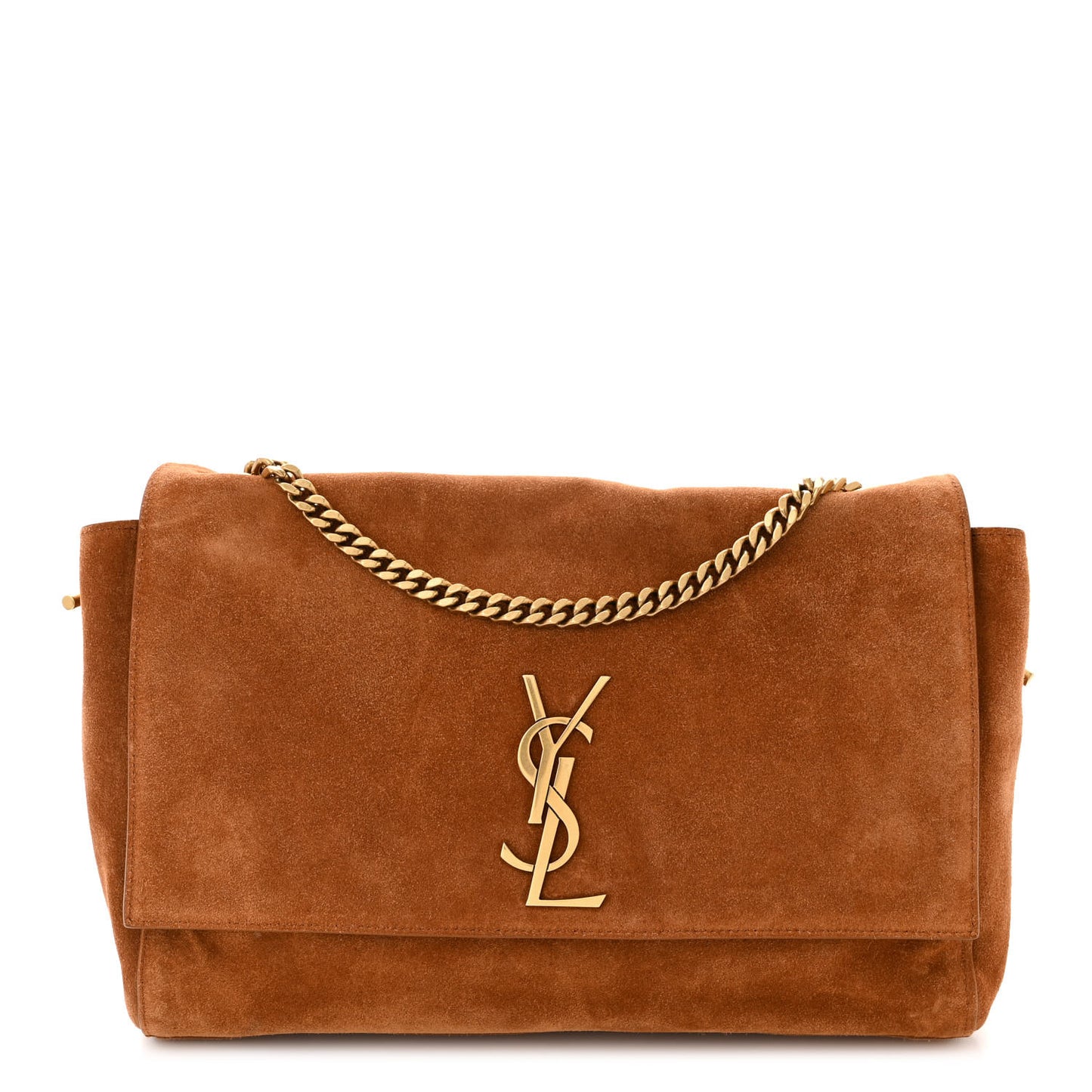 Smooth Calfskin Suede Medium Reversible Monogram Kate Satchel Brick