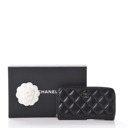 Chanel Lambskin Quilted Large Gusset Zip Around Wallet Black 12 of 12