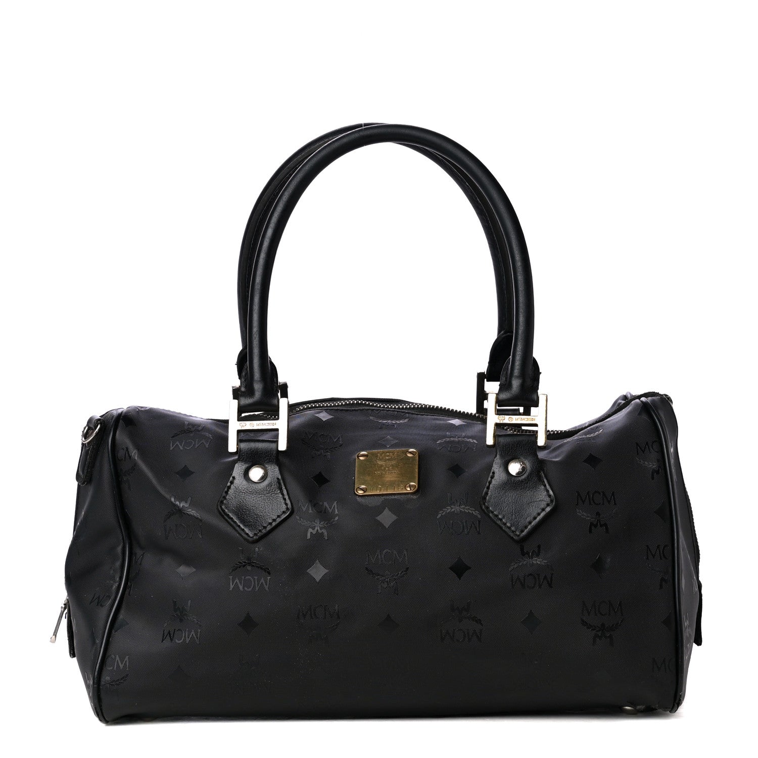 MCM Nylon Monogram Boston Bag Black 1 of 4