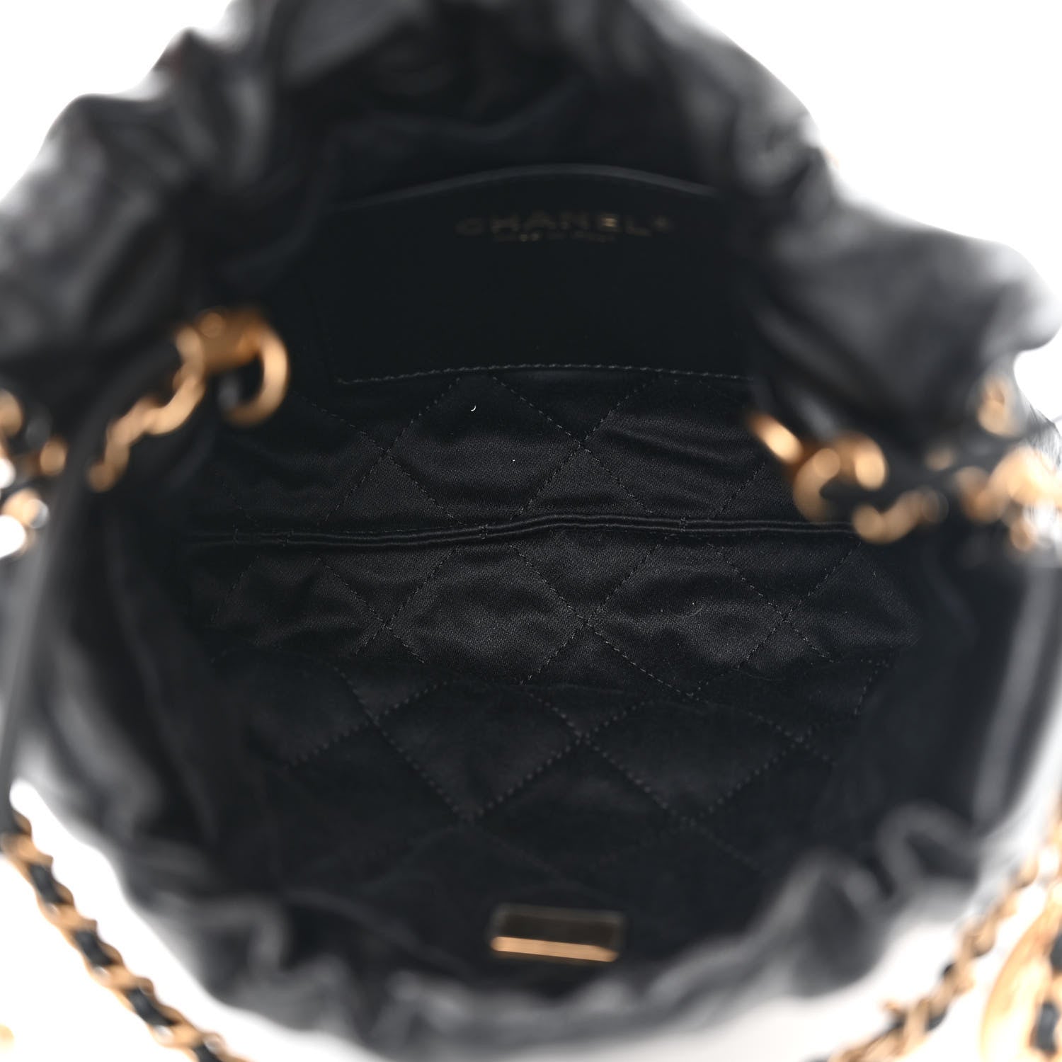 Chanel Shiny Crumpled Calfskin Quilted Pearl Mini Chanel 22 Black 4 of 9
