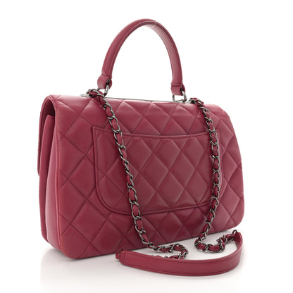 Chanel Lambskin Quilted Medium Trendy CC Flap Dual Handle Bag Dark Pink 3 of 16