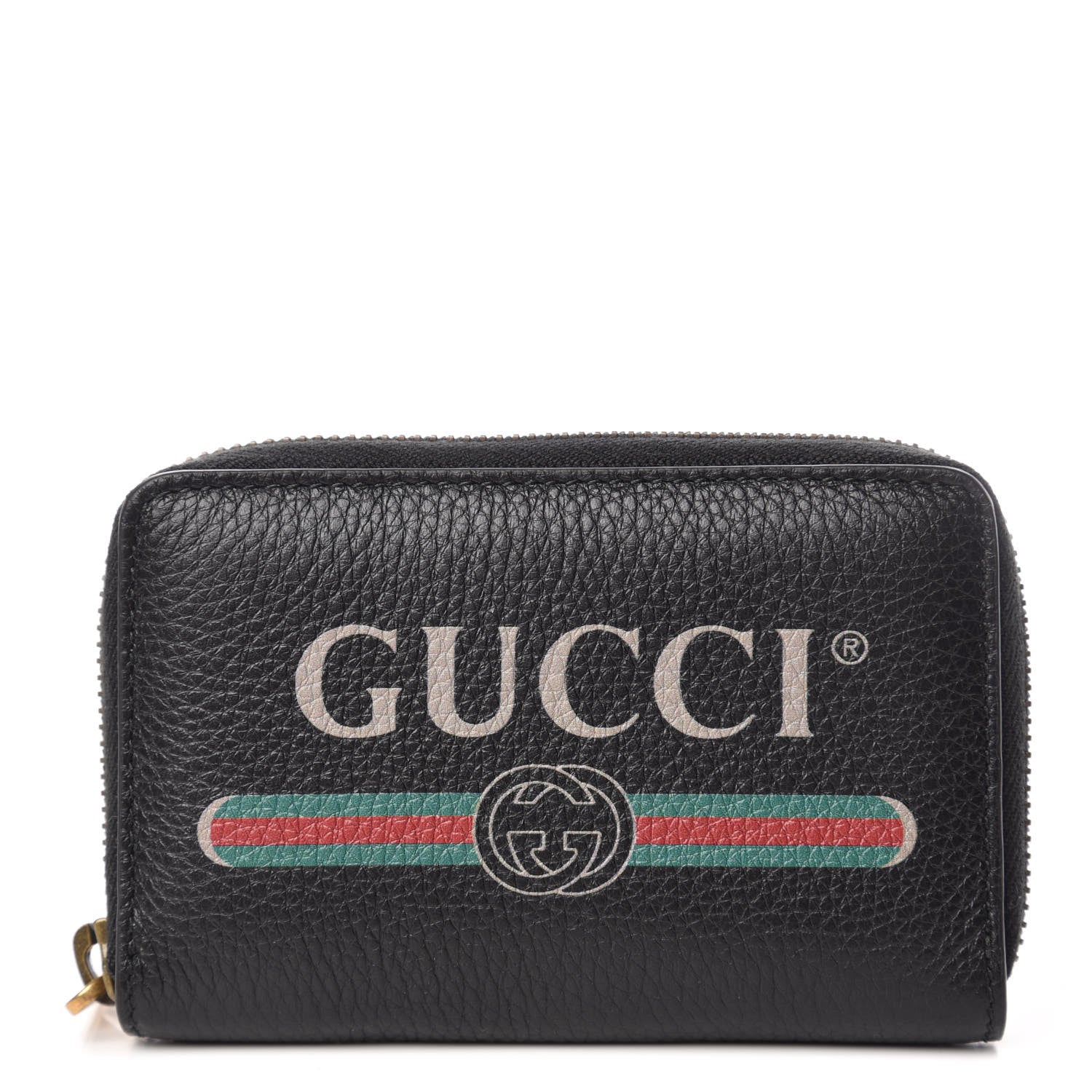 Gucci Calfskin Logo Zip Around Card Case Black 1 of 7