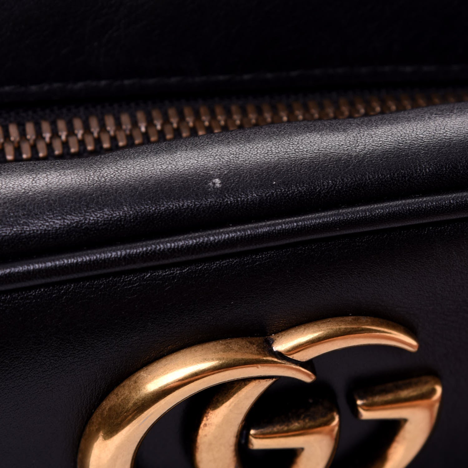 Gucci Calfskin Matelasse Medium GG Marmont Chain Shoulder Bag Black 15 of 17