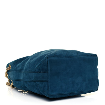 Chanel Suede Calfskin Small On My Shoulder Drawstring Bag Blue 4 of 9