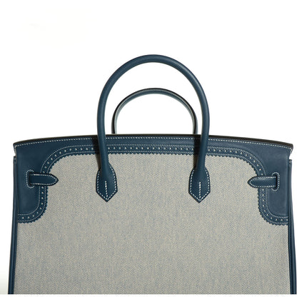 Hermes Swift Toile Ghillies Birkin 40 Bleu De Prusse 15 of 28