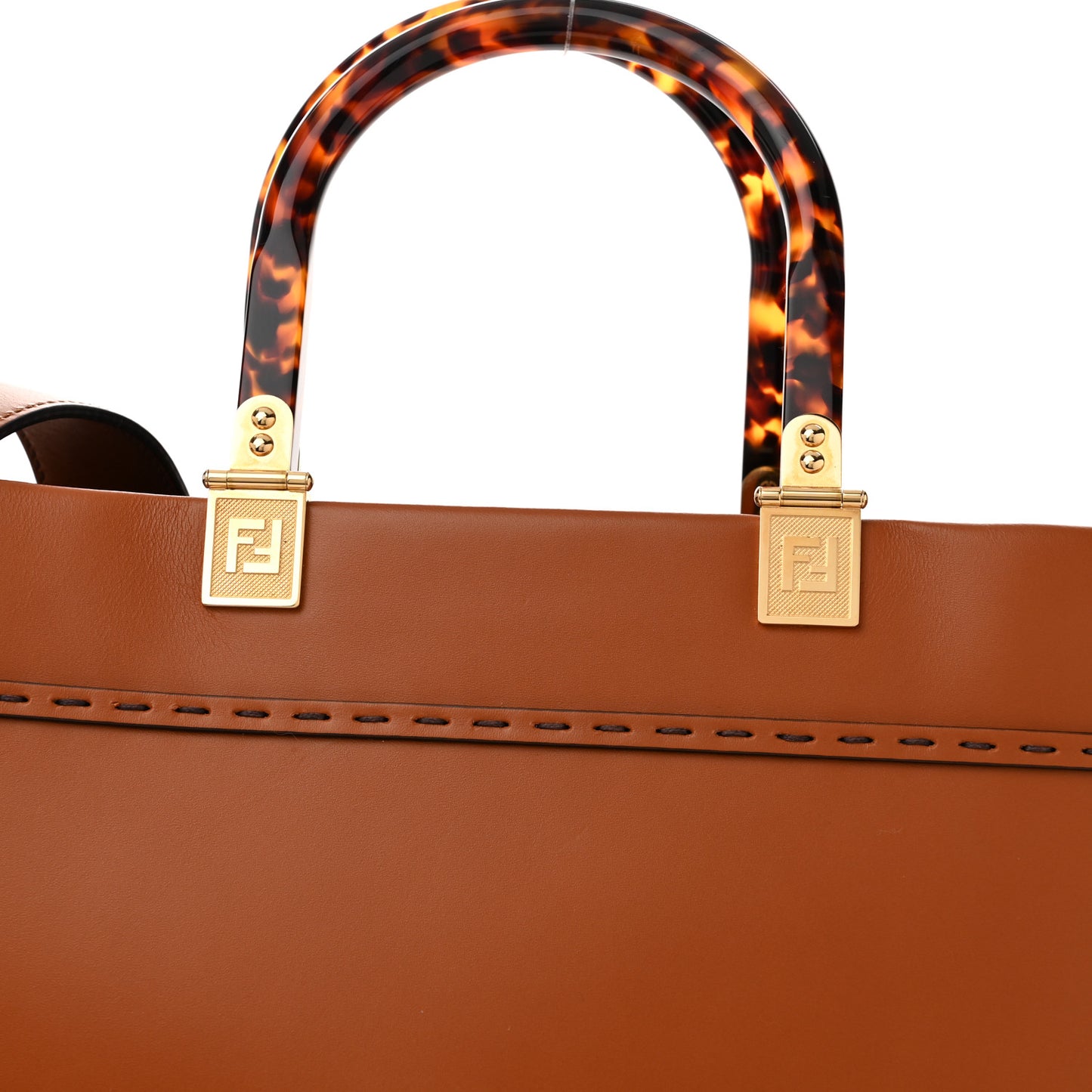 Vitello King Plexiglass Medium Fendi Sunshine Shopper Tote Cuoio