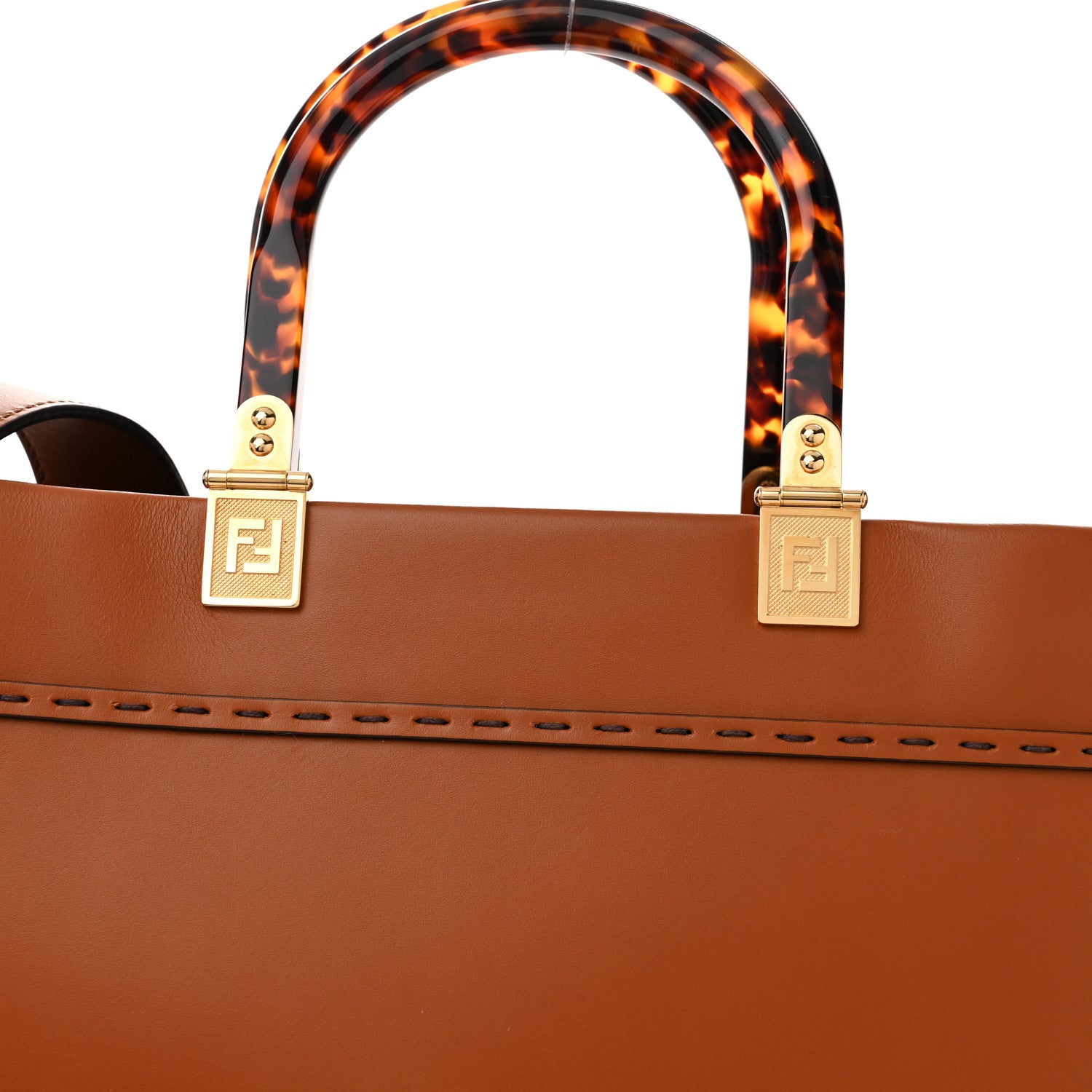 Fendi Vitello King Plexiglass Medium Fendi Sunshine Shopper Tote Cuoio 7 of 10