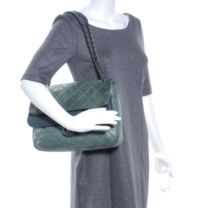 Chanel Iridescent Calfskin In the Mix Jumbo Double Flap Dark Green 2 of 7