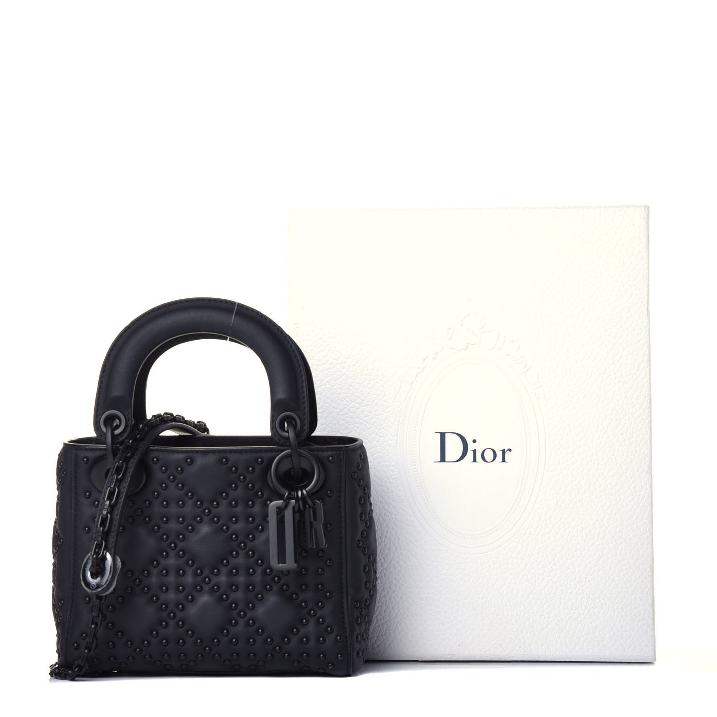 Ultra Matte Calfskin Cannage Studded Mini Supple Lady Dior Black
