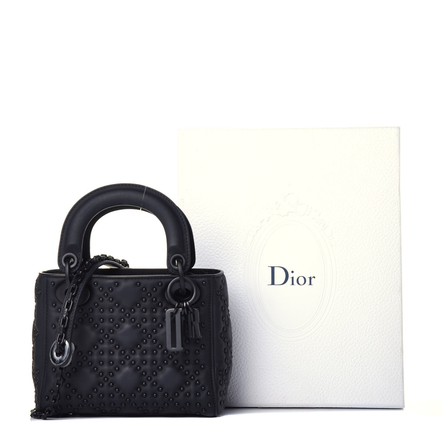 Christian Dior Ultra Matte Calfskin Cannage Studded Mini Supple Lady Dior Black 9 of 9